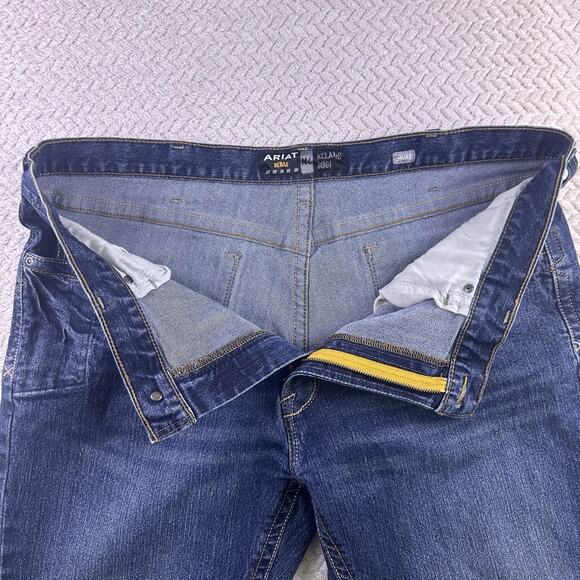 Ariat Rebar Jeans Mens 40x32 M4 Relaxed Boot Cut Blue Cotton Denim Pants Work - Picture 7 of 16